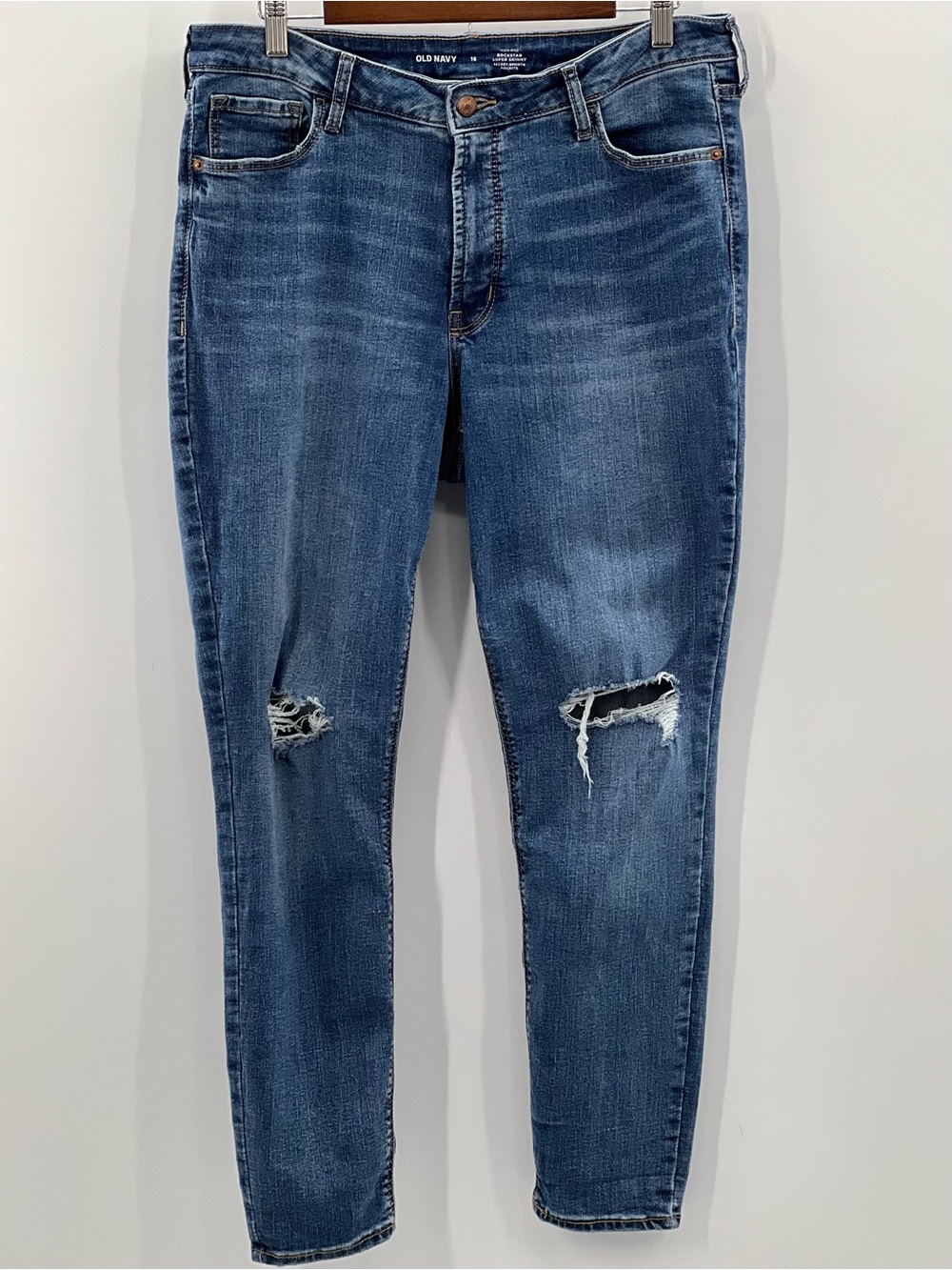 J132 Old Navy High-Rise Rockstar Super Skinny Jeans Blue Waist 16